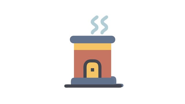 Simple flat illustration of a lit fireplace icon