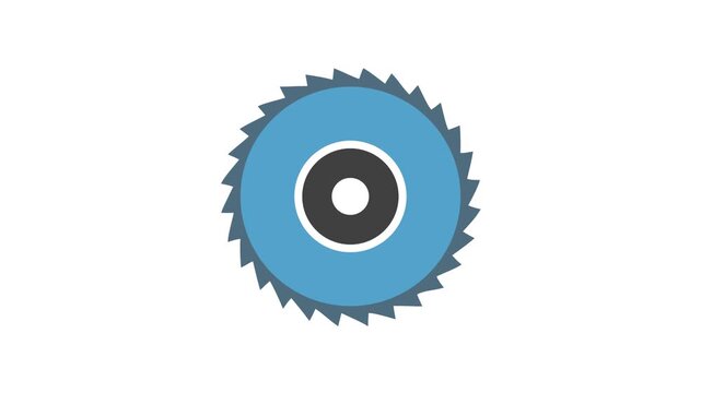 Blue saw blade with sharp teeth on White Background