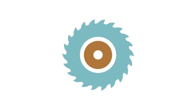 Blue saw blade tool, sharp teeth, brown center circle
