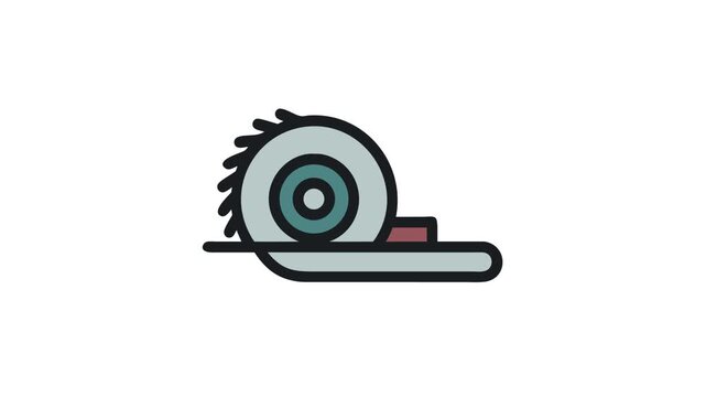 Modern icon of electric circular saw on White Background