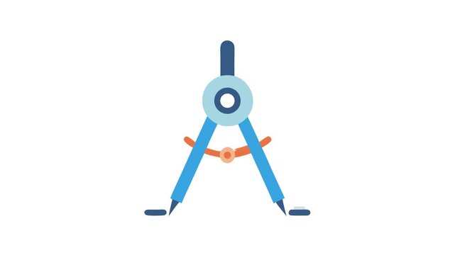 Blue drawing compass on White Background graphic illustration design