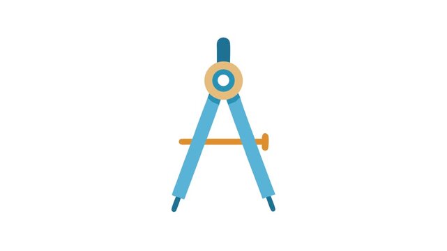 Blue compass for geometric drawing against a White Background