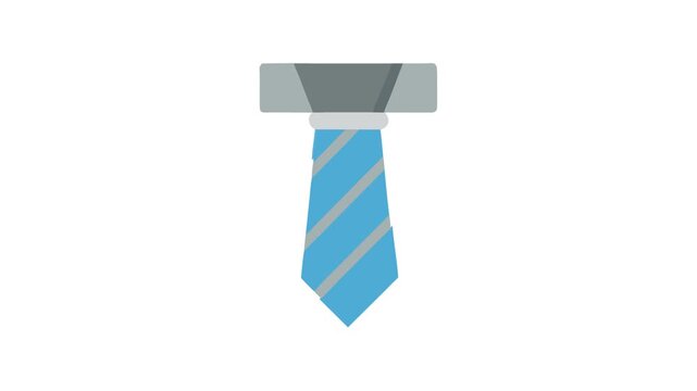 Illustration of a blue tie with gray stripes on White