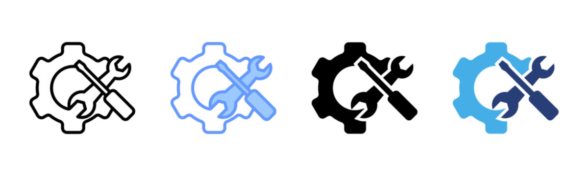Tools icon set multiple style collection