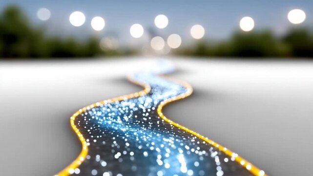Path to the Future: An abstract representation of a road that curves into the distance, with a glowing line of light symbolizing the path ahead. It creates a sense of journey, progress.