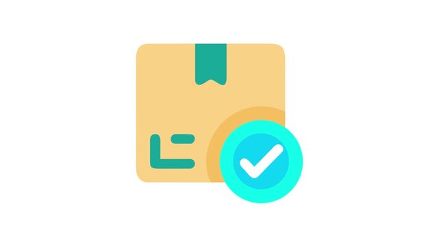 Delivery confirmation icon featuring checkmark and parcel illustration