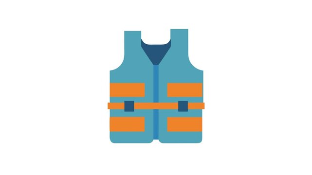 Simple vector illustration of blue and orange life vest