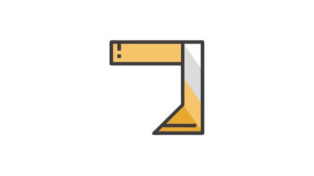 Geometric Square Tool with Black Outline on White Background