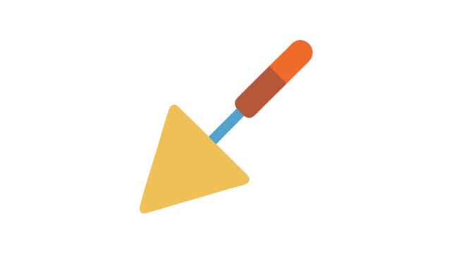Minimalist graphic of a triangular trowel on White Background