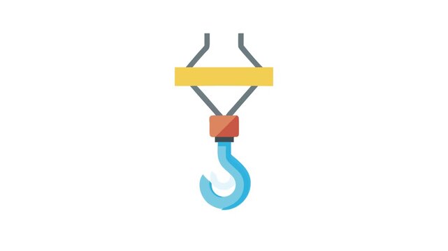 Crane hook lifting device colorful isolated icon illustration design