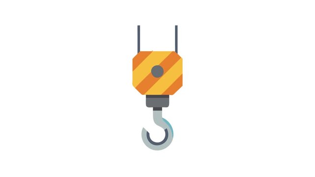 Construction crane hook with yellow and orange stripes design