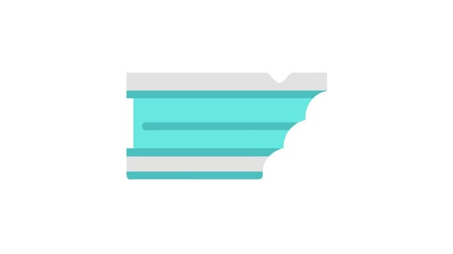 Minimalist striped ticket icon in turquoise, white, and black