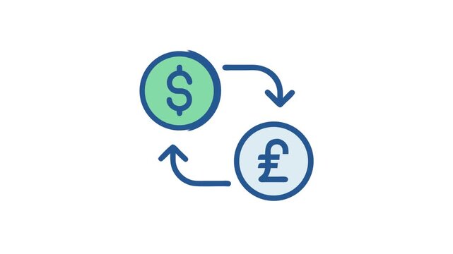 Currency exchange concept showing dollar and pound conversion icon