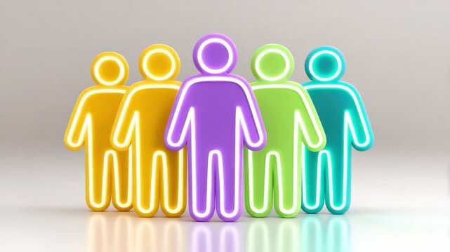 Team Harmony: A vibrant ensemble of human figure icons, radiating unity and collaboration, signifying a cohesive group working towards a shared vision. 