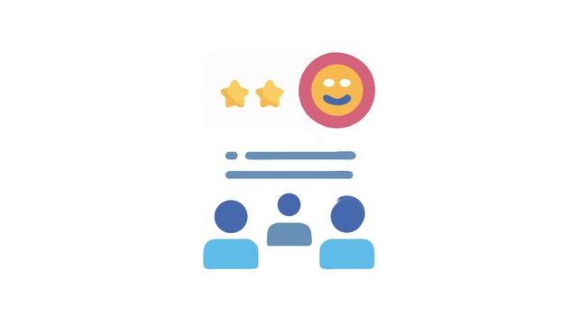 Customer feedback illustration with rating stars and satisfied emoticon