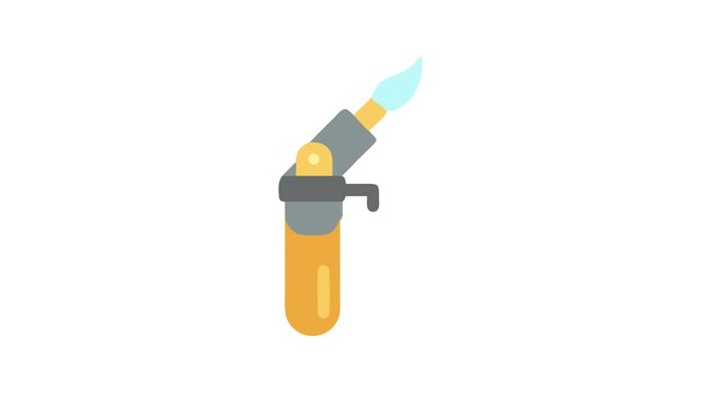 Stylized flat vector image of blowtorch with blue flame
