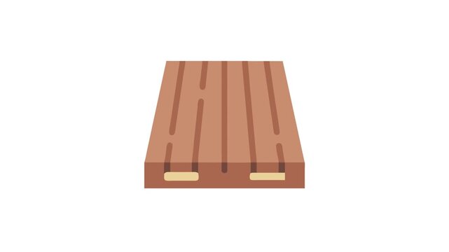 Isometric wooden platform with grooves in minimalist design style