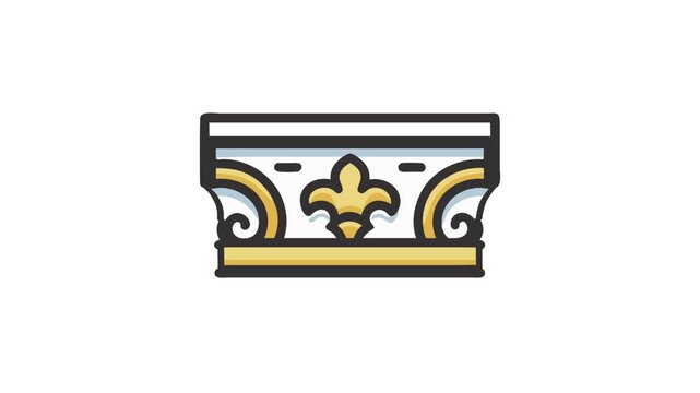 Stylized fleur de lis architectural element in flat design