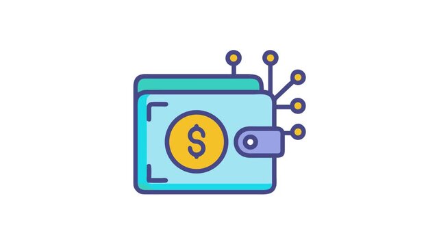 Digital wallet vector illustration with blockchain technology connections