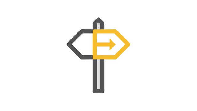 Directional signpost indicates right or left path on White