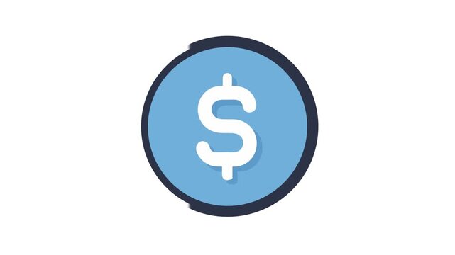 Flat design coin icon with dollar sign symbol