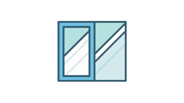Modern window illustration with light blue frames and glass