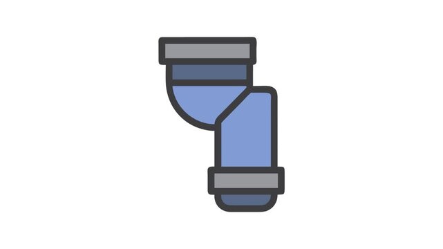 Stylized blue drain pipe vector graphic on White Background