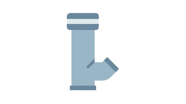 Isometric blue pipe part on isolated White Background view