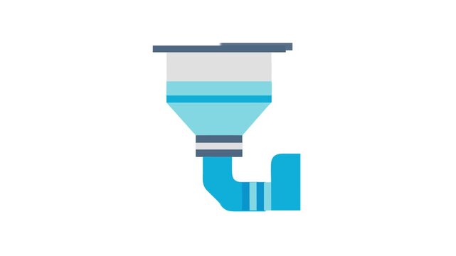 Blue water tank icon with pipe vector illustration