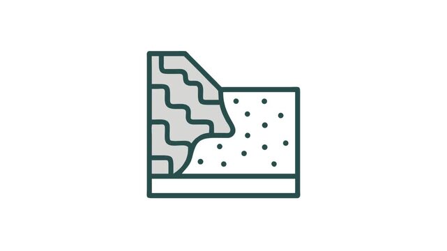 Layered construction diagram showing building materials in cross section