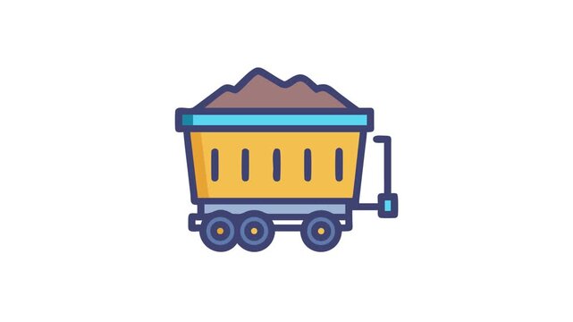 Stylized mine cart loaded with dirt and rock material