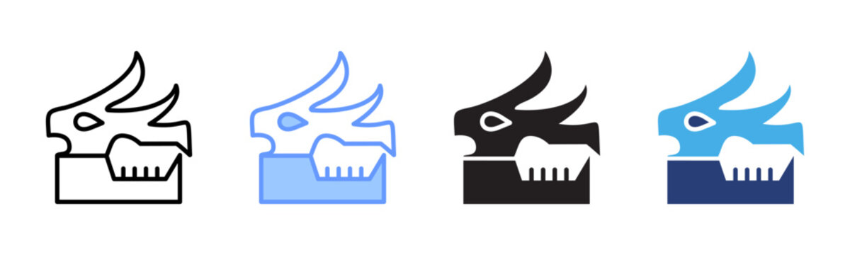 Dragon Helmet icon set multiple style collection