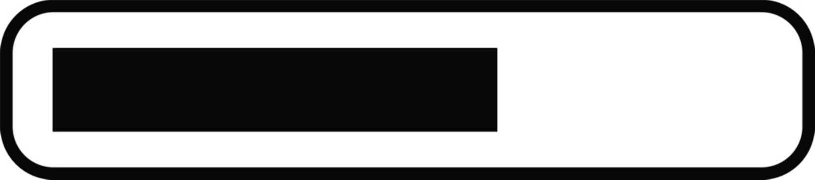 Web, Vector outline of a loading bar with partial solid fill, indicating progress, download status, or installation in user interfaces.