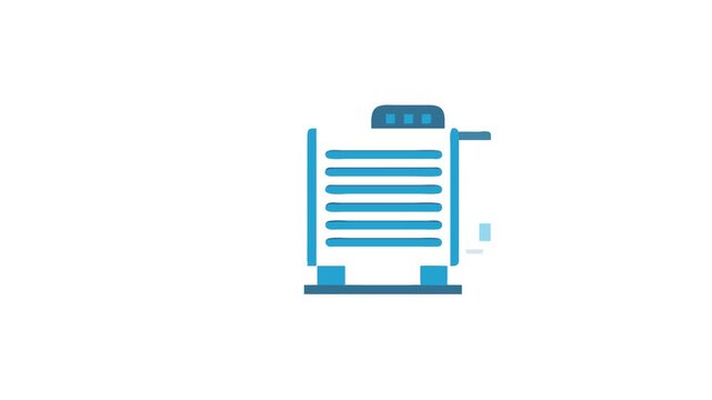 Blue electric motor graphic, flat design, White Background