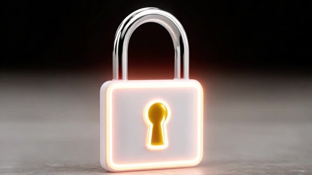 Digital Fortress: A secure digital padlock, gleaming with a bright, clean design, symbolizes protection and safeguarding of data within the modern tech sphere. 