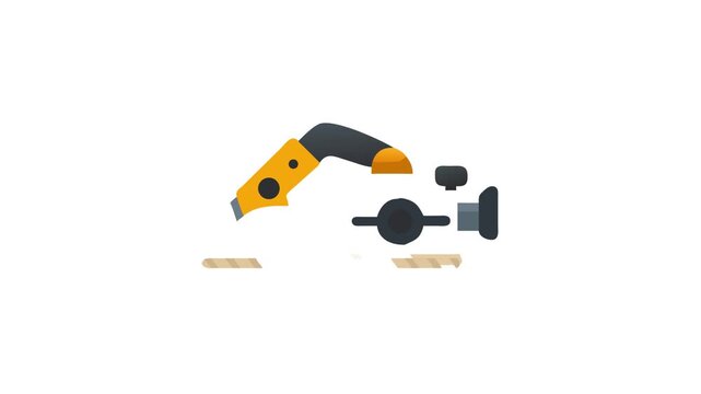 Isolated yellow electric planer for carpentry on White backdrop