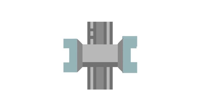 Abstract pixelated illustration of grey pipes and wrench cross