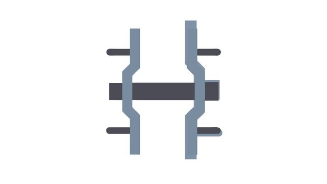 Stylized Train Tracks on White Background Flat Vector Graphic