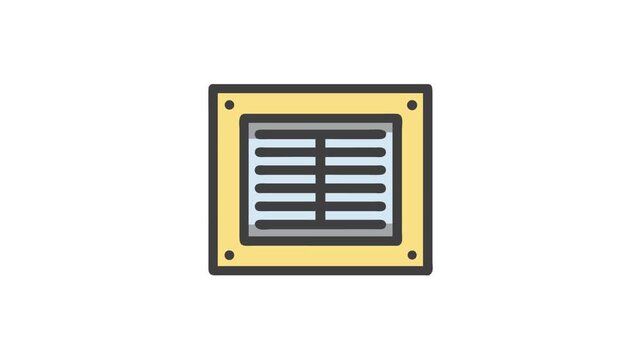 Ventilation grate icon with yellow frame on White Background