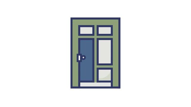 Stylish front door vector illustration with windows and handle