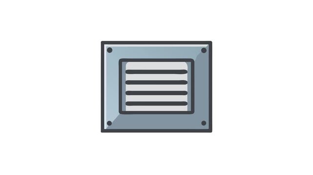Rectangular vent with horizontal slats on a White Background