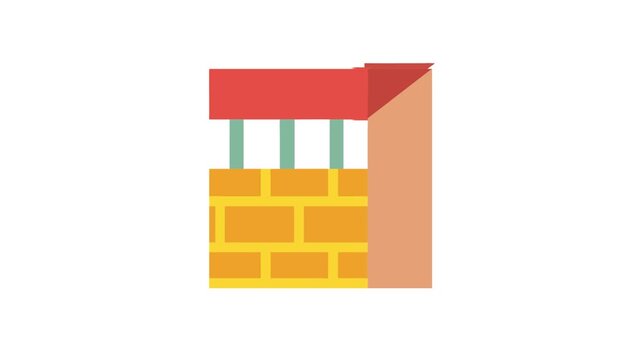 Flat design well illustration with bricks and roof structure