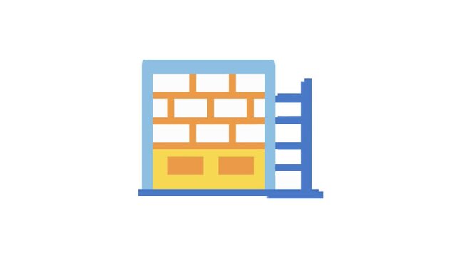 Abstract building construction site with brick wall and ladder