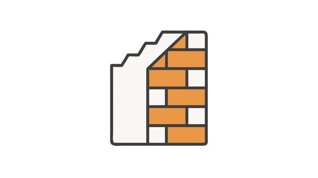 Illustration of brick wall with plaster cartoon style icon