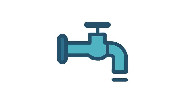 Illustration of a simplistic blue faucet on White Background