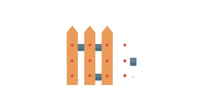 Wooden garden fence illustration in flat vector style