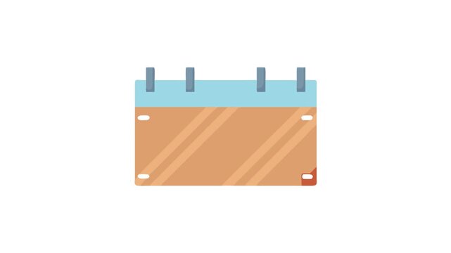 Flat calendar icon with light blue and brown colors