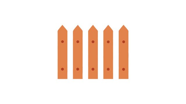 Flat orange fence illustration against a White Background.