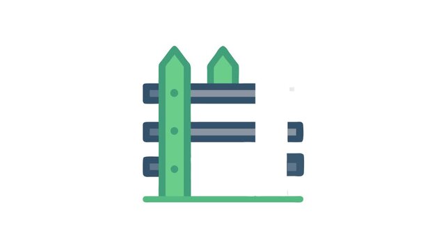 Stylized Green and Blue Fence Illustration on White Background