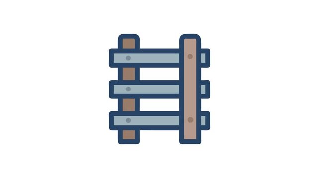 Isolated minimalist icon of simple wooden fence element